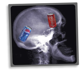 Neuromarketing Coke vs Pepsi brain scan illustration